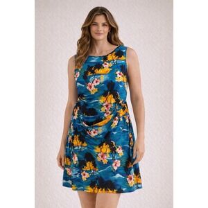 Pacific Legend Hawaiian Dress 2XL NWT Made In Hawaii Tropical Sunset Palm Print